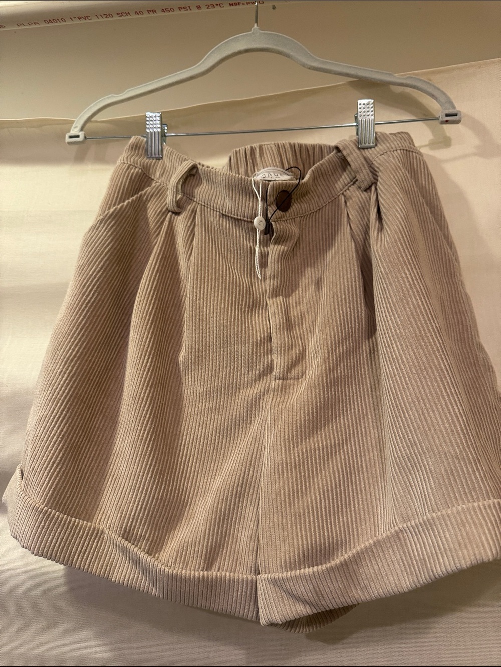 Sage The Label   High Waist Corduroy Shorts in Light Beige